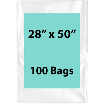 Clear Poly Bags 2 Mil size: 28 inch (width) X 50 inch (Height) Pack of 100 Bags
